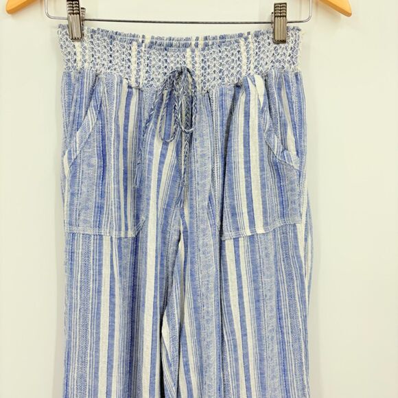 Christopher & Banks Linen Blend Pull-on pants, Size Medium, blue white striped - Picture 3 of 9